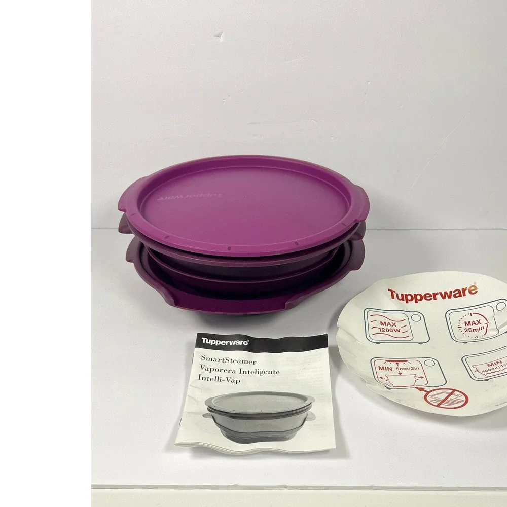 Tupperware‎ Smart Steamer Microwave Multi Cooker 4- Piece Set Purple NEW